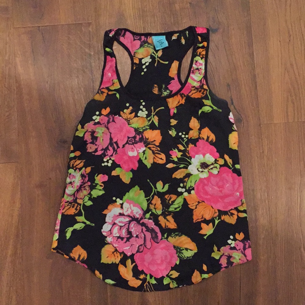 Floral racer back tank top
